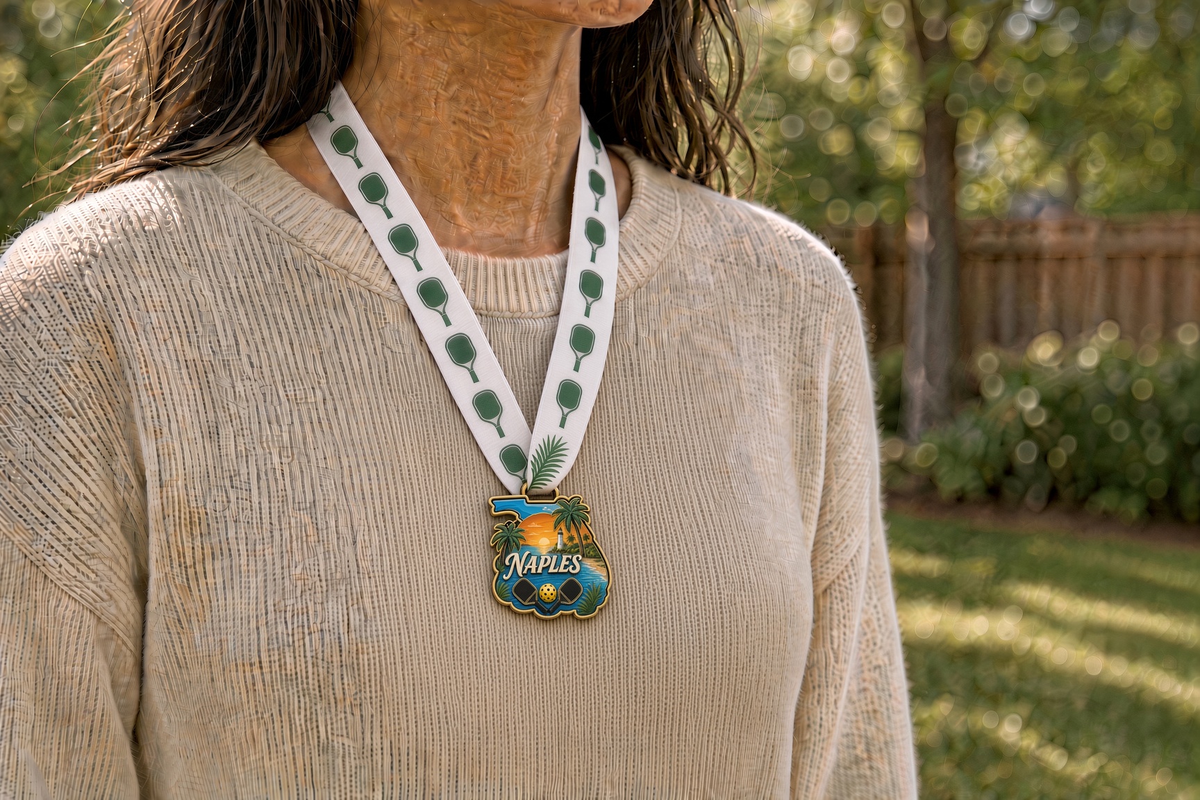 A Rallyite wearing a Pennant Court finisher medal